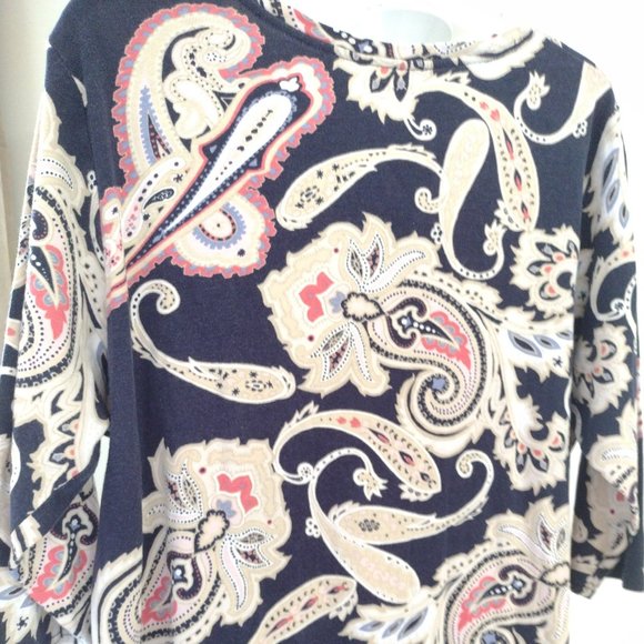 Croft and Barrow Soft 3/4 Sleeve 100% Cotton T Shirt with 4 Metallic Buttons - Picture 4 of 6